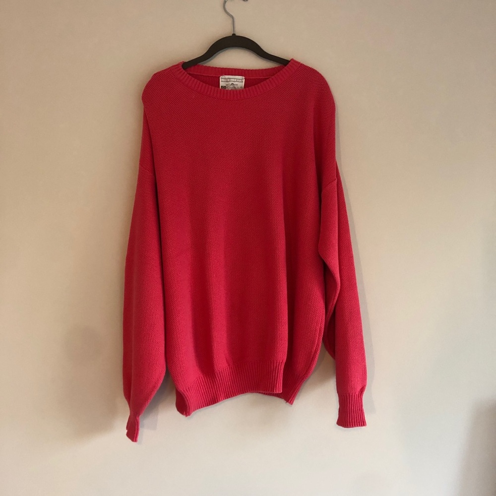 pinkish red oversized cotton knit sweater size XL